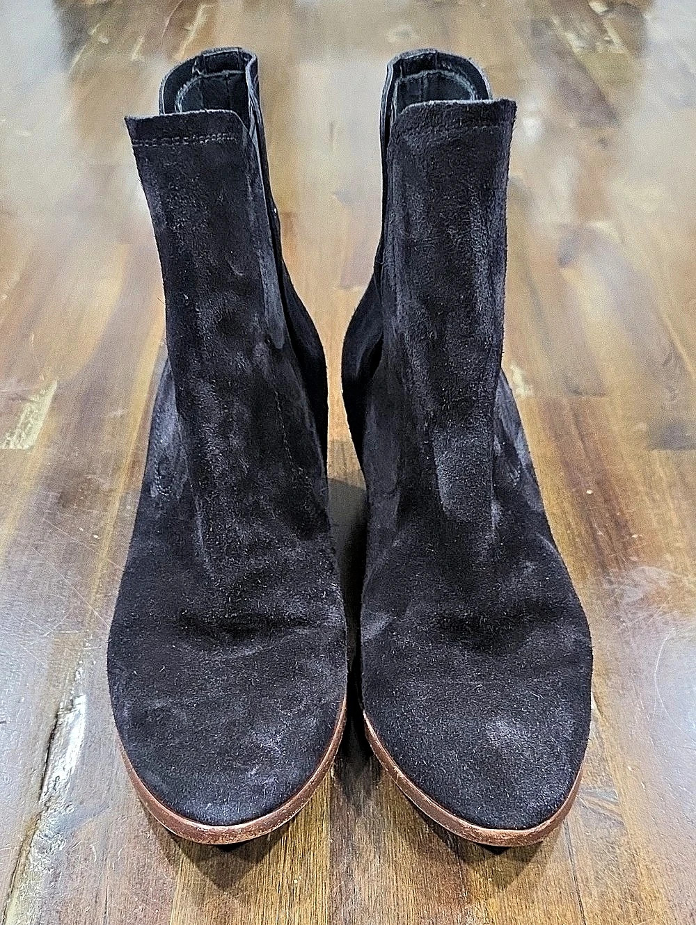 Tod's Suede Chelsea Block Heel Ankle Boots Black & Brown EU 37.5